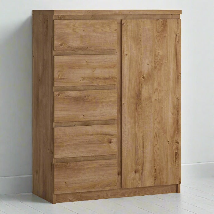 Fribo 1 door 5 drawer cabinet in Oak - Furniture One Shop
