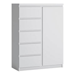 Fribo 1 door 5 drawer cabinet in White - Furniture One Shop