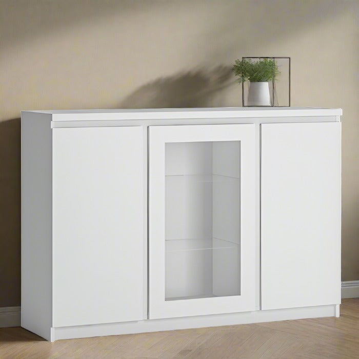 Fribo 3 door sideboard (Glazed centre) in White