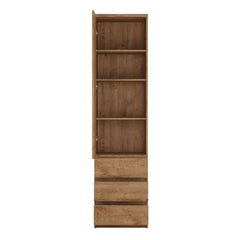 Fribo Tall narrow 1 door 3 drawer cupboard in Oak - Furniture One Shop