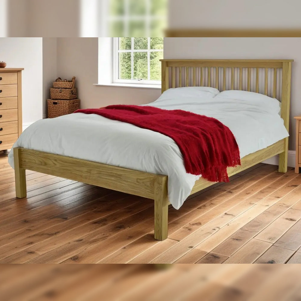 Ashbourne Classic Wooden Double Bed in Natural Premium Solid Oak