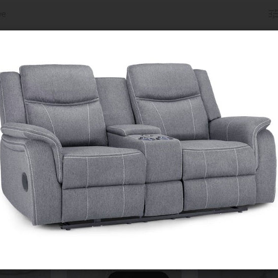 Galaxy Tech Fabric 2 Seater Electric Recliner Sofa In Grey