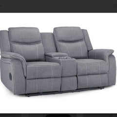 Galaxy Tech Fabric 2 Seater Electric Recliner Sofa In Grey
