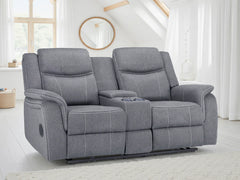 Galaxy Tech Fabric 2 Seater Electric Recliner Sofa In Grey