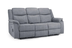 Galaxy Tech Fabric 3 Seater Electric Recliner Sofa In Grey
