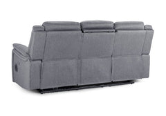 Galaxy Tech Fabric 3 Seater Electric Recliner Sofa In Grey