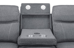 Galaxy Tech Fabric 3 Seater Electric Recliner Sofa In Grey