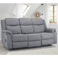 Galaxy Tech Fabric 3 Seater Electric Recliner Sofa In Grey