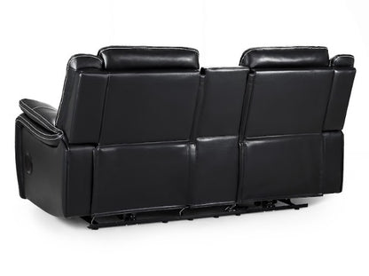 Galaxy Tech Leather Aire 2 Seater Electric Recliner Sofa In Black