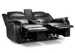 Galaxy Tech Leather Aire 2 Seater Electric Recliner Sofa In Black