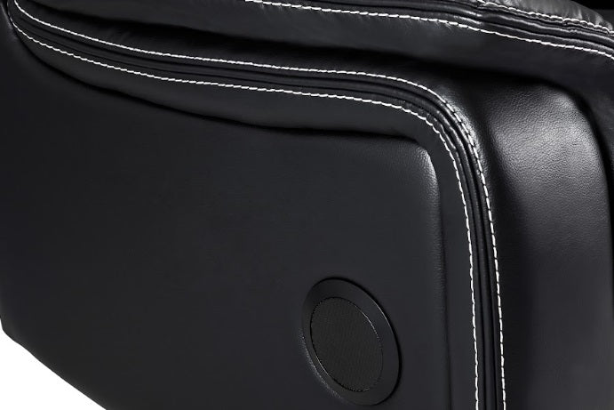 Galaxy Tech Leather Aire 2 Seater Electric Recliner Sofa In Black