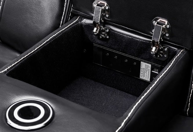 Galaxy Tech Leather Aire 2 Seater Electric Recliner Sofa In Black