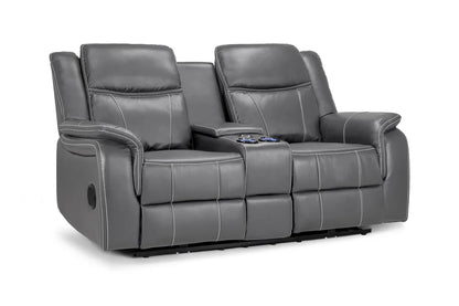 Galaxy Tech Leather Aire 2 Seater Electric Recliner Sofa In Grey