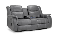 Galaxy Tech Leather Aire 2 Seater Electric Recliner Sofa In Grey