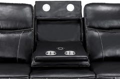 Galaxy Tech Leather Aire 3 Seater Electric Recliner Sofa In Black