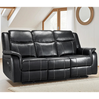 Galaxy Tech Leather Aire 3 Seater Electric Recliner Sofa In Black