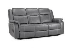Galaxy Tech Leather Aire 3 Seater Electric Recliner Sofa In Grey