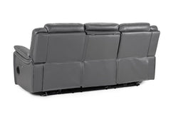 Galaxy Tech Leather Aire 3 Seater Electric Recliner Sofa In Grey