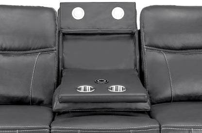 Galaxy Tech Leather Aire 3 Seater Electric Recliner Sofa In Grey