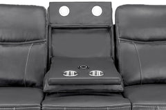 Galaxy Tech Leather Aire 3 Seater Electric Recliner Sofa In Grey