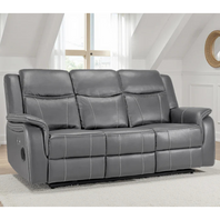 Galaxy Tech Leather Aire 3 Seater Electric Recliner Sofa In Grey
