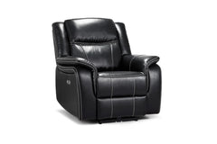 Galaxy Tech Leather Aire Electric Recliner Arm Chair In Black