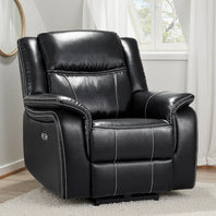 Galaxy Tech Leather Aire Electric Recliner Arm Chair In Black