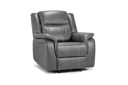 Galaxy Tech Leather Aire Electric Recliner Arm Chair In Grey
