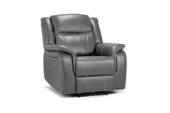 Galaxy Tech Leather Aire Electric Recliner Arm Chair In Grey