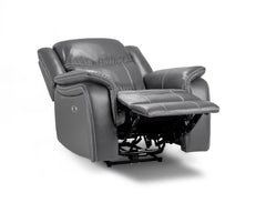 Galaxy Tech Leather Aire Electric Recliner Arm Chair In Grey