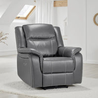 Galaxy Tech Leather Aire Electric Recliner Arm Chair In Grey