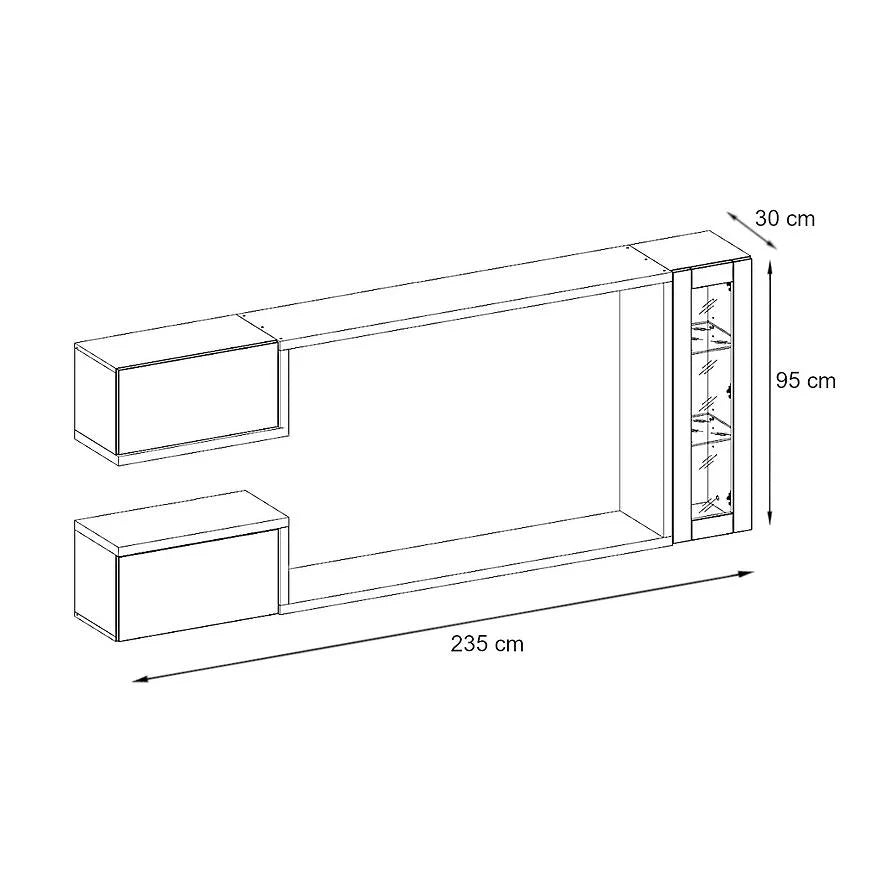 Galaxy Wooden TV Entertainment Unit in White Matt & Concrete Grey