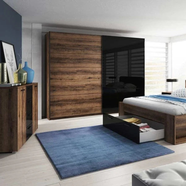 Galaxy Wooden Wardrobe 200cm With 2 Sliding Doors In Oak Monastery