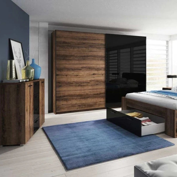 Galaxy Wooden Wardrobe 270cm With 2 Sliding Doors In Oak Monastery