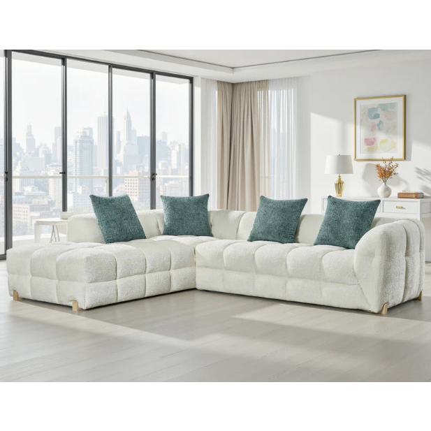 Genoa Left Hand L-Shape Corner Sofa In Beige Fabric