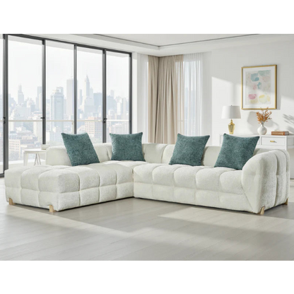 Genoa Left Hand L-Shape Corner Sofa In Beige Fabric