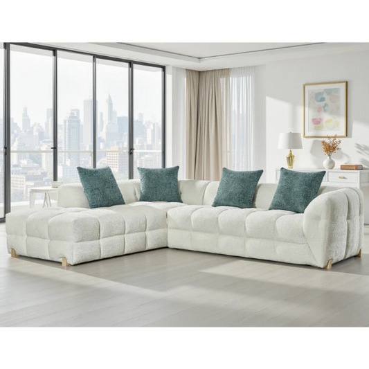 Genoa Left Hand L-Shape Corner Sofa In Beige Fabric