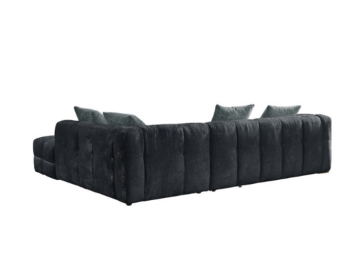 Genoa Left Hand L-Shape Corner Sofa In Charcoal Fabric