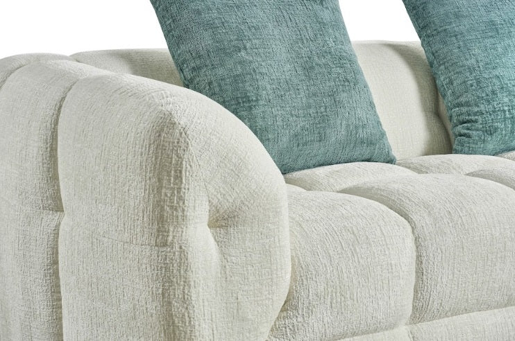 Genoa Right Hand L-Shape Corner Sofa In Beige Fabric