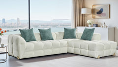 Genoa Right Hand L-Shape Corner Sofa In Beige Fabric