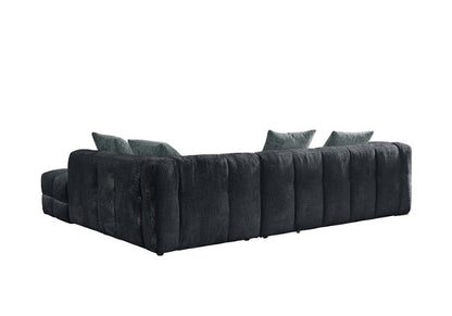 Genoa Right Hand L-Shape Corner Sofa In Charcoal Fabric