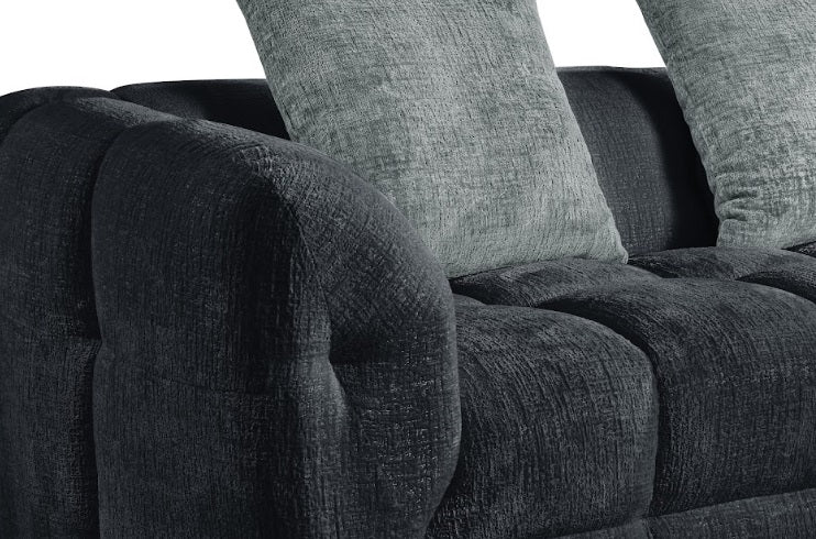 Genoa Right Hand L-Shape Corner Sofa In Charcoal Fabric