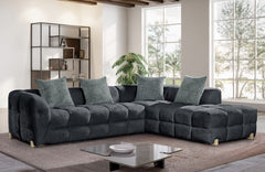 Genoa Right Hand L-Shape Corner Sofa In Charcoal Fabric