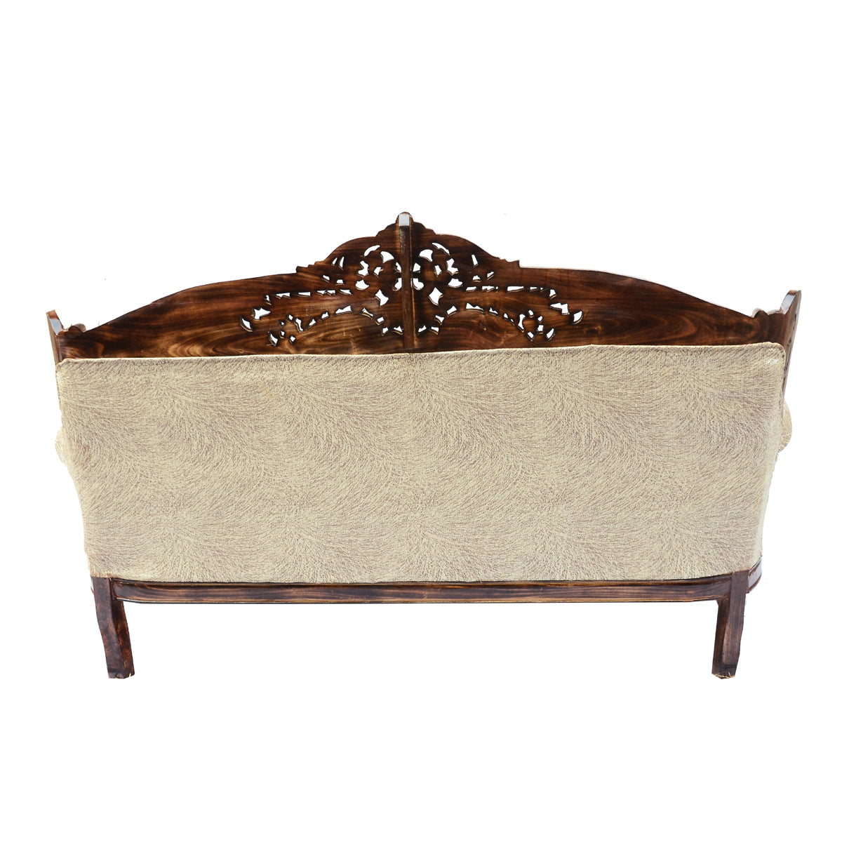 Handcrafted Sheesham Wood 2 Seater Sofa with Cushions in Brown Wooden Sofa