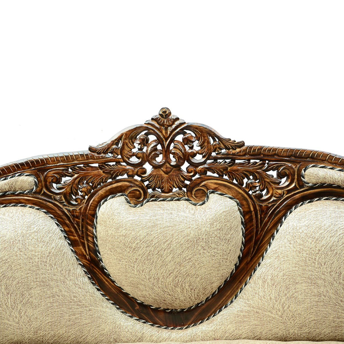 Handcrafted Sheesham Wood 2 Seater Sofa with Cushions in Brown Wooden Sofa