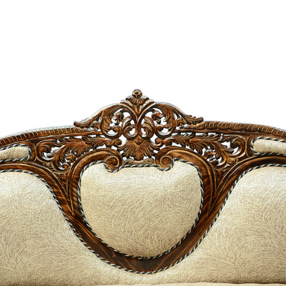 Handcrafted Sheesham Wood 2 Seater Sofa with Cushions in Brown Wooden Sofa