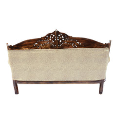 Handcrafted Sheesham Wood 2 Seater Sofa with Cushions in Brown Wooden Sofa