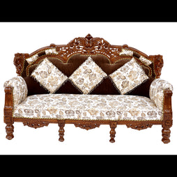 Handcrafted Solid Sheesham Wood 3 Seater Sofa In Honey Brown