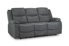 Harald Fabric 3 Seater Electric Recliner Sofa In Grey