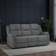 Harald Fabric 3 Seater Electric Recliner Sofa In Grey